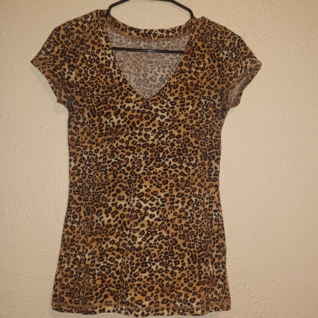 Leopard Print V-Neck T-Shirt